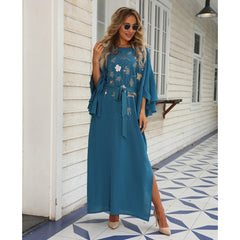 High-quality chiffon sequin-embroidered loose-fitting dress