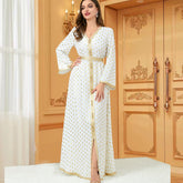 Jalabiya printing white Hot stamping Geometric pattern dress