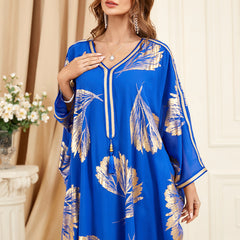 Jalabiya blue bronzing cotton blend dress