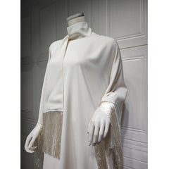 Jalabiya Patchwork jalabiya | Mesh embroidery and patchwork | Satin finish | Includes waist belt for a fashionable edge