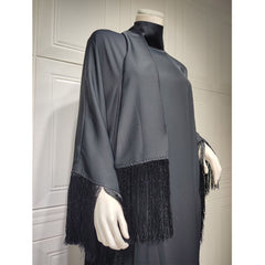 Jalabiya Patchwork jalabiya | Mesh embroidery and patchwork | Satin finish | Includes waist belt for a fashionable edge