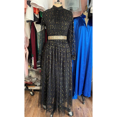 Stylish solid color long-sleeved Muslim women's long dress