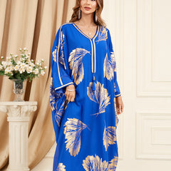 Jalabiya blue bronzing cotton blend dress
