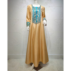 Jalabiya Gold thread embroidery dress