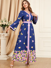 Jalabiya Printing Patchwork Temperament Dress