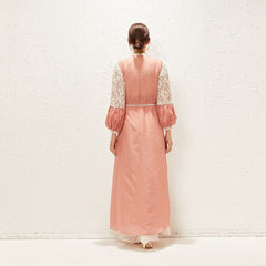 Muslim embroidered polka dot chiffon lace-cut women's fashionable outer robe