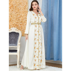 Jalabiya Pearl Printing Ventilate Dress Fashionable