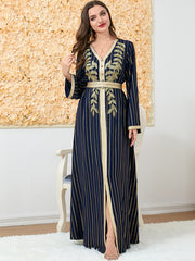 Jalabiya stripe Embroidery dress