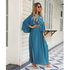 High-quality chiffon sequin-embroidered loose-fitting dress