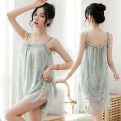 Large size 80 kg wear -grade sexy lingerie sexy lace strap nightwear set night dress women sleepwear nightgown