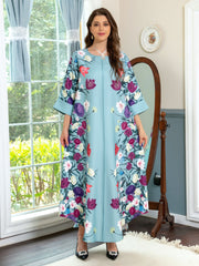 Middle East Arab Dubai Flower Beading Hot Diamond Muslim Robe Fashion Light Jalabiya Arabian Ladies Dress