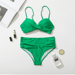 European and American swimwear European and American hard pack solid color split bikini swimsuit