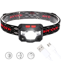 Outdoor LED mini sensor headlights illuminators USB rechargeable strong headlights waved sensor lights night fishing lights