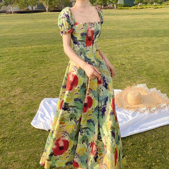 Womens Maxi Dress ZANZEA France Elegant A Line Vestidos Bohemian Floral Print Robe Holiday Puff Sleeve Long Dresses