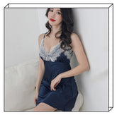 Girdle sleep skirt female spring and summer style Europe and the United States vest hot bath skirt dress ice silk nightgown lace sleep skirt