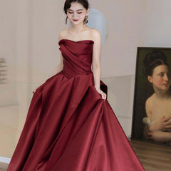 Toast dress bride temperament thin retro tube top long red engagement banquet women's evening dress