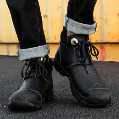 Waterproof motorcycle riding shoes extra size genuine leather riding boots men's racing motorcycle shoes anti collision outdoor hiking boots