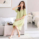 فستان صيفي نسائي جديد لعام 2023 مصنوع من القطن الرائع ومضاد للمحدب مع وسادة صدر فستان نوم خدمة منزلية بيجامات للسيدات بلون سادة