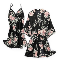 Sleepwear Wedding Robe Set Lady Kimono Bath Gown Summer New Bathrobe&Nightgown Suit Intimate Lingerie