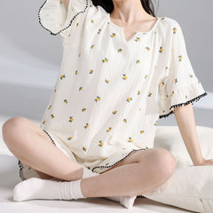 Summer female nightdress cotton gauze kimono nightgown thin section Japanese sweet home service pajamas
