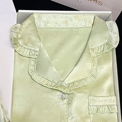 Sweet purple tulip wearable women's pajamas long-sleeved home clothes silk suit