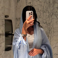 European Muslim women's modest modern fashion Turkish solid color cotton and linen casual large size abaya cardigan robe