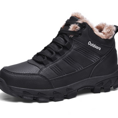 Boots Leather Winter Waterproof Warm Fur Snow Boots Men Outdoor Winter Work Casual Shoes Non-Slip Comfortable Hiking Shoes