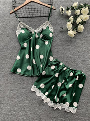 Sexy Ladies Sexy Lingerie Big Polka Dot Ladies Sling Pajamas Home Service Set