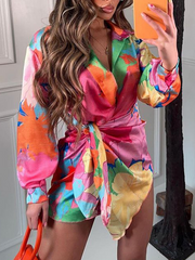 بلوزات صيفية طويلة موضة 2023 بلوزات غير رسمية بأكمام طويلة وطية صدر السترة على الشاطئ لقضاء العطلات بلوزات أنيقة للسيدات