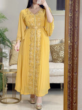 Elegant Gold Diamond Waist Chiffon Dress
