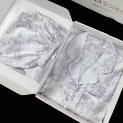 مجموعة بيجامات صيفية جديدة من الحرير المقلد مزدوجة قصيرة من الحرير الجليدي من الجاكار بسيطة وغير رسمية يمكن ارتداؤها