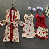 European and American style home service suit women's lace stitching suspender nightdress five-piece