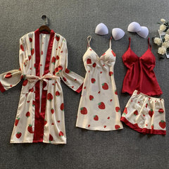 European and American style home service suit women's lace stitching suspender nightdress five-piece