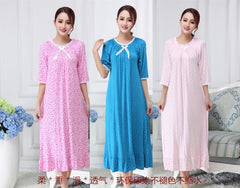 Spring New Lady Girl Nightdress Women Modal Long Type Cotton Cute Princess Nightgown Breathable Elastic Sleepwear Sleepdress