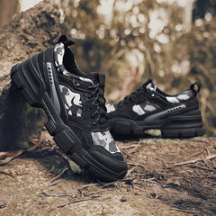 New top layer cowhide + camouflage cloth large size hiking outdoor shoes