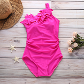 Swimwear European and American ruffled one-shoulder one-piece bikini swimsuit