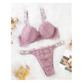 Gathering Girls Underwear Adjustable Lace Hot Diamond Bra Underwear Set