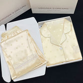 Summer women's short-sleeved trousers gentle wave dot lace women's pajamas silk home service suit