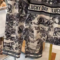 Pajamas summer short-sleeved trousers ice and snow silk ink painting suit ice silk large size home clothes