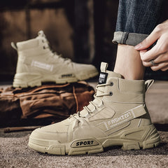 Winter Outdoor Hiking Boots for Men Fashion High Top Casual Shoes Artificial Leather for Leisure Army Boot