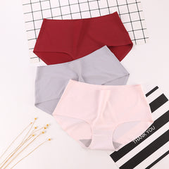 5 pieces of ladies sexy seamless solid color one piece ice silk color panties