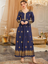 Arab Long Sleeve Embroidered Elegant Dress