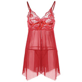 女士性感蕾丝网纱拼接吊带睡裙