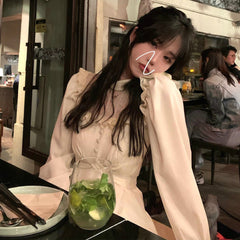 Gothic Black Y2K Women's Casual Lace Long Sleeve One Piece Dress Korean Party Elegant Midi Dress Women