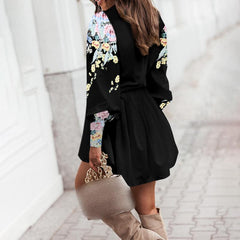 Bohemian Spring Floral Printed Mini Dress ZANZEA Women Elegant Long Sleeve Elastic Waist Beach Sundress Casual A-line Vestidos