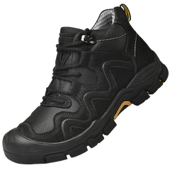 Fall/winter men's shoes plus velvet to keep warm, leisure mid- leather shoes, leather wear-resistant cowhide outdoor hiking shoes, cotton shoes