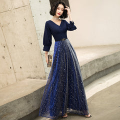 Ladies V-neck long-sleeved fashion party dress banquet evening dress holiday birthday dress