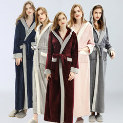 Ebay same style hooded nightdress women's autumn and winter dressing gown ladies long nightgown