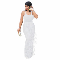 European and American Dresses Loose Package Hip Fringe Dress Commuting European and American Large Size Women's Dress