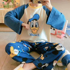 Spring and Autumn pajama sets Mickey robes kawaii clothes casual nightgowns pajamas for teen girls